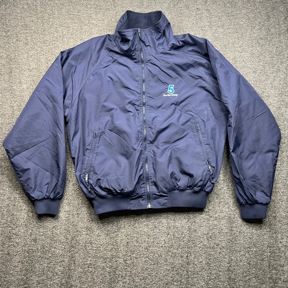 Tri-Mountain Other - Tri-Mountain Jacket Mens Large Navy Blue Employee Fleece Nylon Windbreaker Hike